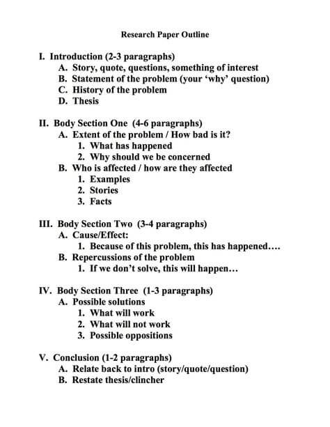 Research Paper Outline Example 
